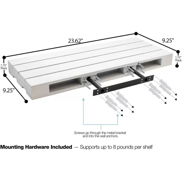 imageSorbus Floating Pallet Shelves  Set of 2  Rustic Farmhouse Wall Mount Ledge Storage Shelf Organizer  for Home Dcor Living Room Bathroom Bedroom Nursery  925quot D x 2362quot W x 175quot H  GreyGrey
