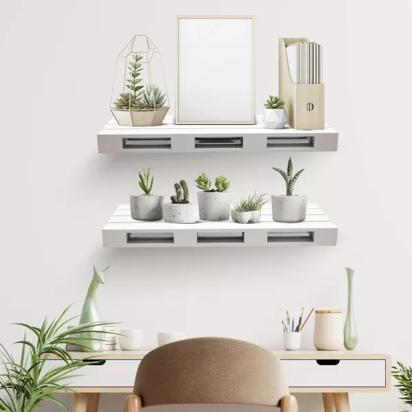 imageSorbus Floating Pallet Shelves  Set of 2  Rustic Farmhouse Wall Mount Ledge Storage Shelf Organizer  for Home Dcor Living Room Bathroom Bedroom Nursery  925quot D x 2362quot W x 175quot H  GreyGrey