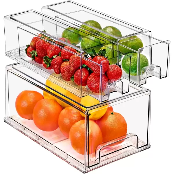 imageSorbus Fridge Drawers  Clear Stackable Pull Out Refrigerator Organizer Bins  Food Storage Containers for Kitchen Freezer Vanity ampamp Fridge 3 Pack  1 Large 2 Small Stackable Drawer Bins3 Pack  1 Large  2 Small