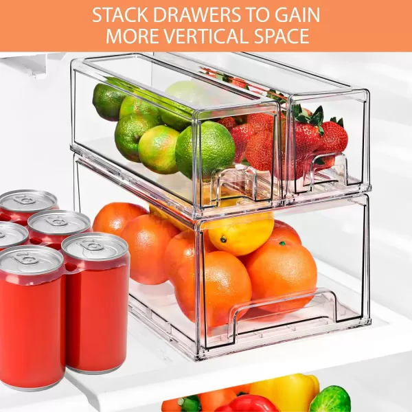 imageSorbus Fridge Drawers  Clear Stackable Pull Out Refrigerator Organizer Bins  Food Storage Containers for Kitchen Freezer Vanity ampamp Fridge 3 Pack  1 Large 2 Small Stackable Drawer Bins3 Pack  1 Large  2 Small
