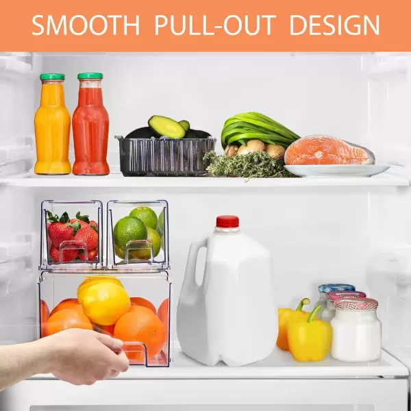 imageSorbus Fridge Drawers  Clear Stackable Pull Out Refrigerator Organizer Bins  Food Storage Containers for Kitchen Freezer Vanity ampamp Fridge 3 Pack  1 Large 2 Small Stackable Drawer Bins3 Pack  1 Large  2 Small