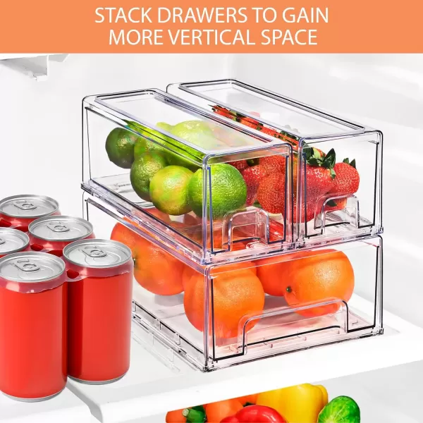 imageSorbus Fridge Drawers  Clear Stackable Pull Out Refrigerator Organizer Bins  Food Storage Containers for Kitchen Freezer Vanity ampamp Fridge 3 Pack  1 Large 2 Small Stackable Drawer Bins3 Pack  1 Medium  2 Small