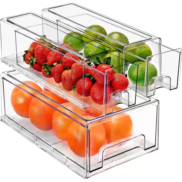 imageSorbus Fridge Drawers  Clear Stackable Pull Out Refrigerator Organizer Bins  Food Storage Containers for Kitchen Freezer Vanity ampamp Fridge 3 Pack  1 Large 2 Small Stackable Drawer Bins3 Pack  1 Medium  2 Small