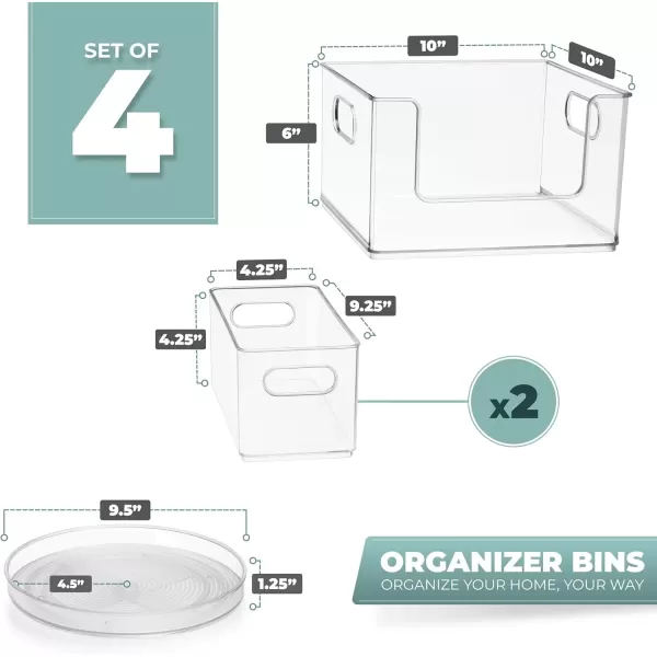 imageSorbus Laundry Organizer Set Large Stackable Bin Open Front 2 Narrow Stackable Storage Bins 1 Lazy Susan Organizer  Clear Organizer Bins for Laundry Organization and Storage Set of 4