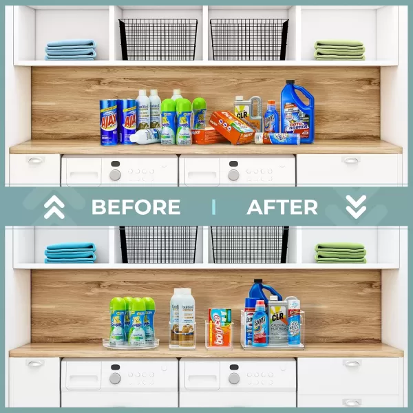 imageSorbus Laundry Organizer Set Large Stackable Bin Open Front 2 Narrow Stackable Storage Bins 1 Lazy Susan Organizer  Clear Organizer Bins for Laundry Organization and Storage Set of 4
