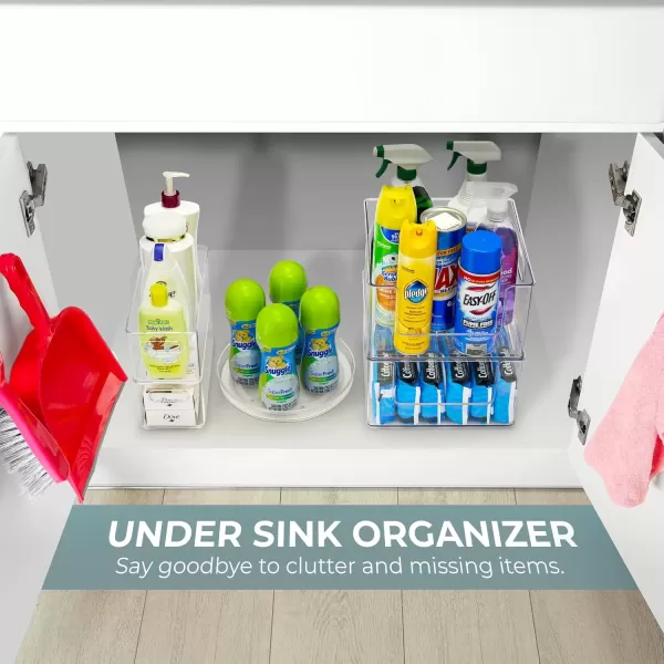 imageSorbus Laundry Organizer Set Large Stackable Bin Open Front 2 Narrow Stackable Storage Bins 1 Lazy Susan Organizer  Clear Organizer Bins for Laundry Organization and Storage Set of 4