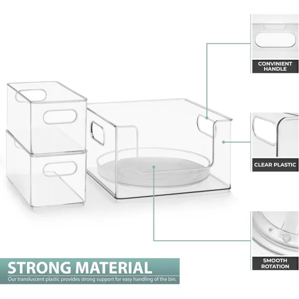 imageSorbus Laundry Organizer Set Large Stackable Bin Open Front 2 Narrow Stackable Storage Bins 1 Lazy Susan Organizer  Clear Organizer Bins for Laundry Organization and Storage Set of 4