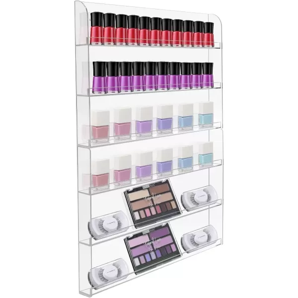 imageSorbus Nail Polish Rack Wall Mounted Organizer Shelf  Clear Acrylic Shelves  2 Pack 3 Tiers Per Rack  Holds up to 108 Nail Polish Bottles  Display Rack for Home Salon Spa ampamp Shop 21 x 24 in