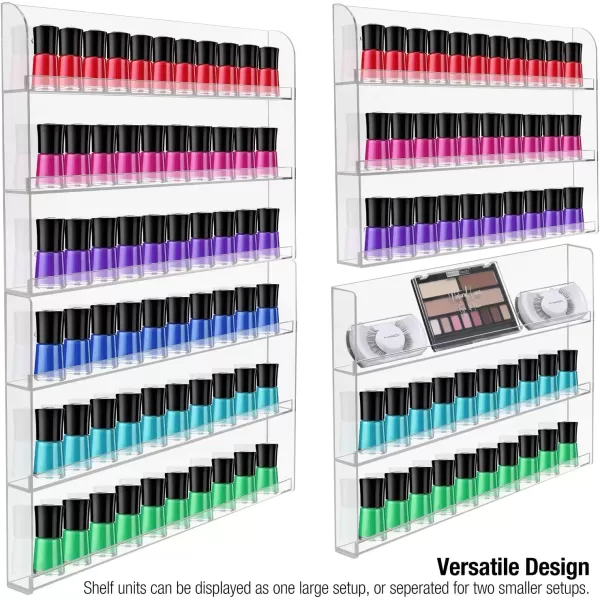imageSorbus Nail Polish Rack Wall Mounted Organizer Shelf  Clear Acrylic Shelves  2 Pack 3 Tiers Per Rack  Holds up to 108 Nail Polish Bottles  Display Rack for Home Salon Spa ampamp Shop 21 x 24 in