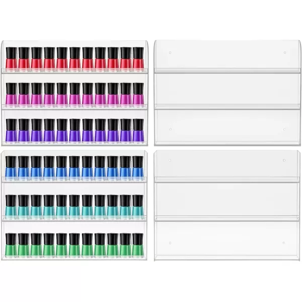 imageSorbus Nail Polish Rack Wall Mounted Organizer Shelf  Clear Acrylic Shelves  2 Pack 3 Tiers Per Rack  Holds up to 108 Nail Polish Bottles  Display Rack for Home Salon Spa ampamp Shop 21 x 24 in
