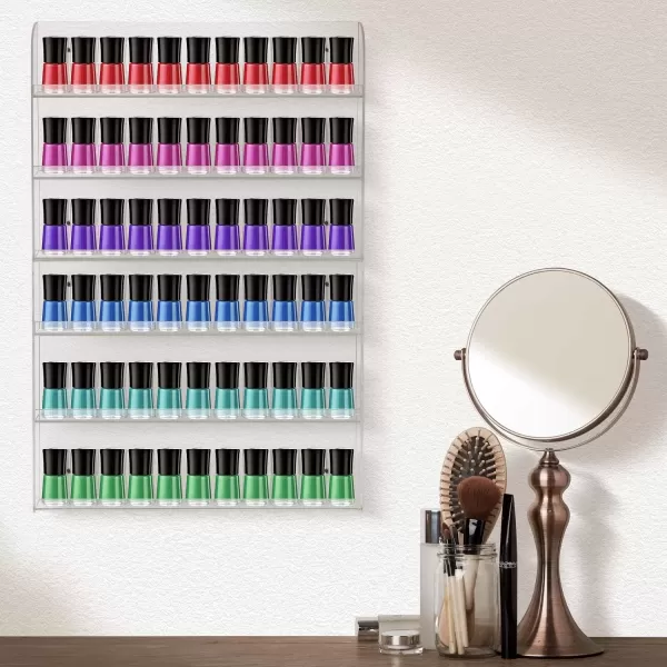 imageSorbus Nail Polish Rack Wall Mounted Organizer Shelf  Clear Acrylic Shelves  2 Pack 3 Tiers Per Rack  Holds up to 108 Nail Polish Bottles  Display Rack for Home Salon Spa ampamp Shop 21 x 24 in