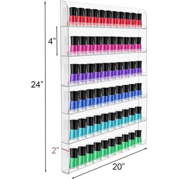 imageSorbus Nail Polish Rack Wall Mounted Organizer Shelf  Clear Acrylic Shelves  2 Pack 3 Tiers Per Rack  Holds up to 108 Nail Polish Bottles  Display Rack for Home Salon Spa ampamp Shop 21 x 24 in