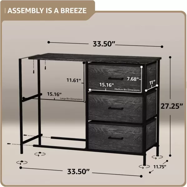 imageSorbus Dresser with 5 Drawers  Chest Organizer Unit with Steel Frame Wood Top ampamp Handle Easy Pull Fabric Bins for Clothes  Storage Furniture for Bedroom Hallway Living Room Nursery ampamp ClosetGray Wood