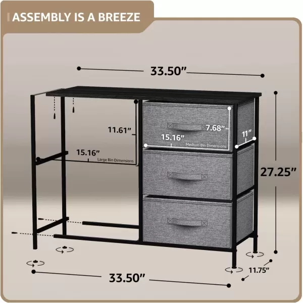 imageSorbus Dresser with 5 Drawers  Chest Organizer Unit with Steel Frame Wood Top ampamp Handle Easy Pull Fabric Bins for Clothes  Storage Furniture for Bedroom Hallway Living Room Nursery ampamp ClosetBlack
