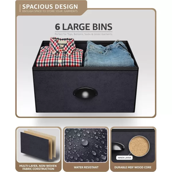 imageSorbus Dresser with 5 Drawers  Chest Organizer Unit with Steel Frame Wood Top ampamp Handle Easy Pull Fabric Bins for Clothes  Storage Furniture for Bedroom Hallway Living Room Nursery ampamp ClosetRustic Black
