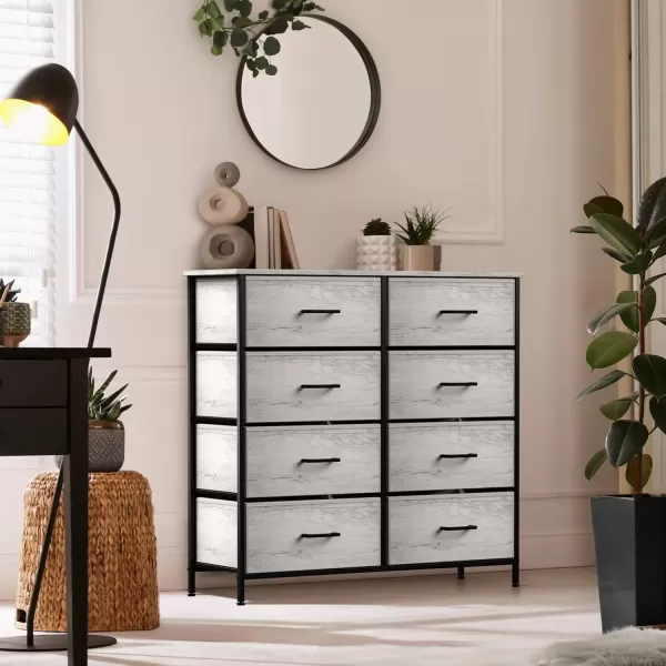 imageSorbus Dresser with 5 Drawers  Chest Organizer Unit with Steel Frame Wood Top ampamp Handle Easy Pull Fabric Bins for Clothes  Storage Furniture for Bedroom Hallway Living Room Nursery ampamp ClosetGreige