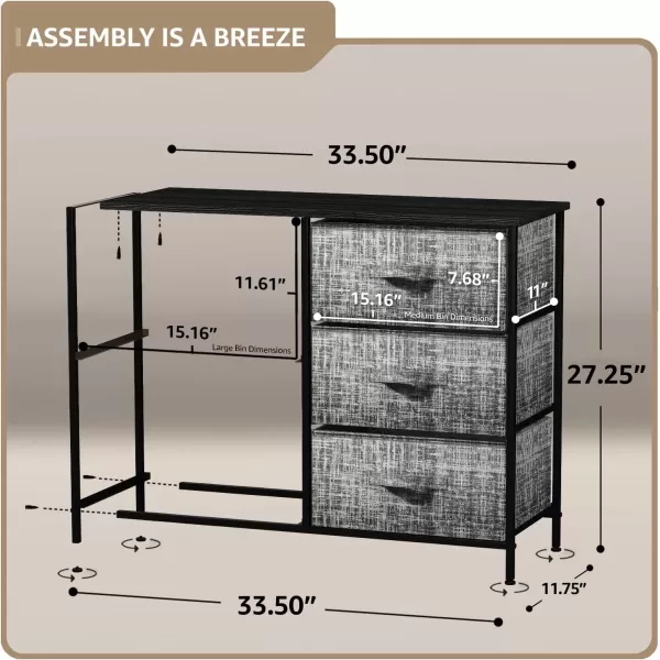 imageSorbus Dresser with 5 Drawers  Chest Organizer Unit with Steel Frame Wood Top ampamp Handle Easy Pull Fabric Bins for Clothes  Storage Furniture for Bedroom Hallway Living Room Nursery ampamp ClosetGrayBlack