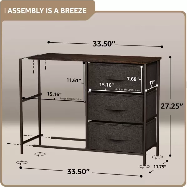 imageSorbus Dresser with 5 Drawers  Chest Organizer Unit with Steel Frame Wood Top ampamp Handle Easy Pull Fabric Bins for Clothes  Storage Furniture for Bedroom Hallway Living Room Nursery ampamp ClosetBrown