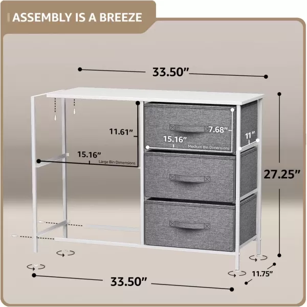 imageSorbus Dresser with 5 Drawers  Chest Organizer Unit with Steel Frame Wood Top ampamp Handle Easy Pull Fabric Bins for Clothes  Storage Furniture for Bedroom Hallway Living Room Nursery ampamp ClosetWhite