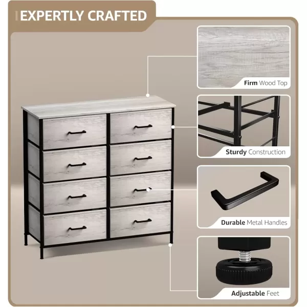 imageSorbus Dresser with 5 Drawers  Chest Organizer Unit with Steel Frame Wood Top ampamp Handle Easy Pull Fabric Bins for Clothes  Storage Furniture for Bedroom Hallway Living Room Nursery ampamp ClosetGreige