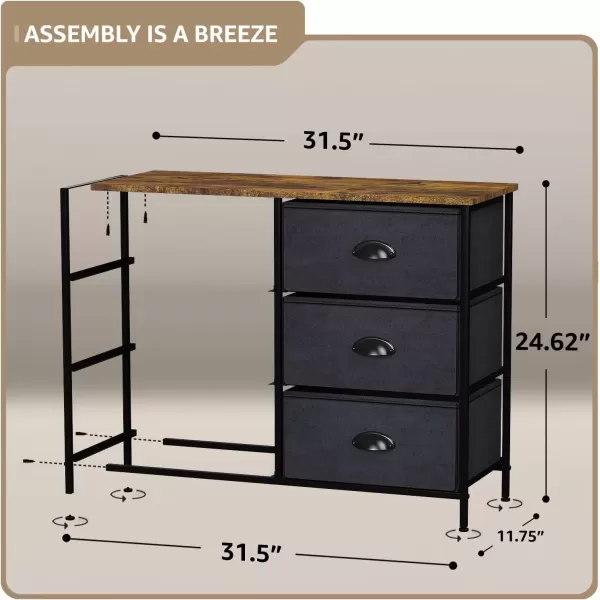 imageSorbus Dresser with 5 Drawers  Chest Organizer Unit with Steel Frame Wood Top ampamp Handle Easy Pull Fabric Bins for Clothes  Storage Furniture for Bedroom Hallway Living Room Nursery ampamp ClosetRustic Black