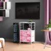 imageSorbus 1 Drawer Shelf Storage Nightstand  Kids Bedside Furniture End Table Night Stand with Steel Frame Wood Top ampamp Easy Pull Fabric Bins Dresser ampamp Chest for Home Bedroom Accessories Office ampamp CollegeTiedye Pink