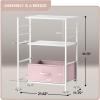 imageSorbus 1 Drawer Shelf Storage Nightstand  Kids Bedside Furniture End Table Night Stand with Steel Frame Wood Top ampamp Easy Pull Fabric Bins Dresser ampamp Chest for Home Bedroom Accessories Office ampamp CollegePink