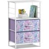 imageSorbus 1 Drawer Shelf Storage Nightstand  Kids Bedside Furniture End Table Night Stand with Steel Frame Wood Top ampamp Easy Pull Fabric Bins Dresser ampamp Chest for Home Bedroom Accessories Office ampamp CollegeTiedye Purple