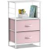 imageSorbus 1 Drawer Shelf Storage Nightstand  Kids Bedside Furniture End Table Night Stand with Steel Frame Wood Top ampamp Easy Pull Fabric Bins Dresser ampamp Chest for Home Bedroom Accessories Office ampamp CollegePink