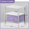 imageSorbus 1 Drawer Shelf Storage Nightstand  Kids Bedside Furniture End Table Night Stand with Steel Frame Wood Top ampamp Easy Pull Fabric Bins Dresser ampamp Chest for Home Bedroom Accessories Office ampamp CollegePurple