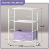 imageSorbus 1 Drawer Shelf Storage Nightstand  Kids Bedside Furniture End Table Night Stand with Steel Frame Wood Top ampamp Easy Pull Fabric Bins Dresser ampamp Chest for Home Bedroom Accessories Office ampamp CollegePurple
