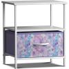 imageSorbus 1 Drawer Shelf Storage Nightstand  Kids Bedside Furniture End Table Night Stand with Steel Frame Wood Top ampamp Easy Pull Fabric Bins Dresser ampamp Chest for Home Bedroom Accessories Office ampamp CollegeTiedye Purple