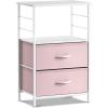 imageSorbus 1 Drawer Shelf Storage Nightstand  Kids Bedside Furniture End Table Night Stand with Steel Frame Wood Top ampamp Easy Pull Fabric Bins Dresser ampamp Chest for Home Bedroom Accessories Office ampamp CollegePink