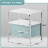 imageSorbus 1 Drawer Shelf Storage Nightstand  Kids Bedside Furniture End Table Night Stand with Steel Frame Wood Top ampamp Easy Pull Fabric Bins Dresser ampamp Chest for Home Bedroom Accessories Office ampamp CollegePastel Aqua