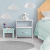 imageSorbus 1 Drawer Shelf Storage Nightstand  Kids Bedside Furniture End Table Night Stand with Steel Frame Wood Top ampamp Easy Pull Fabric Bins Dresser ampamp Chest for Home Bedroom Accessories Office ampamp CollegePastel Aqua