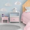 imageSorbus 1 Drawer Shelf Storage Nightstand  Kids Bedside Furniture End Table Night Stand with Steel Frame Wood Top ampamp Easy Pull Fabric Bins Dresser ampamp Chest for Home Bedroom Accessories Office ampamp CollegePink
