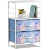 imageSorbus 1 Drawer Shelf Storage Nightstand  Kids Bedside Furniture End Table Night Stand with Steel Frame Wood Top ampamp Easy Pull Fabric Bins Dresser ampamp Chest for Home Bedroom Accessories Office ampamp CollegeTiedye Blue