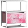 imageSorbus 1 Drawer Shelf Storage Nightstand  Kids Bedside Furniture End Table Night Stand with Steel Frame Wood Top ampamp Easy Pull Fabric Bins Dresser ampamp Chest for Home Bedroom Accessories Office ampamp CollegeTiedye Pink