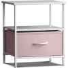 imageSorbus 1 Drawer Shelf Storage Nightstand  Kids Bedside Furniture End Table Night Stand with Steel Frame Wood Top ampamp Easy Pull Fabric Bins Dresser ampamp Chest for Home Bedroom Accessories Office ampamp CollegePink
