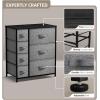 imageSorbus Dresser with 7 Drawers  Chest Organizer Tower Unit with Steel Frame Wood Top Easy Pull Fabric Bins  Storage Furniture for Bedroom Hallway Closet ampamp Office OrganizationBlackCharcoal