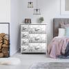 imageSorbus Dresser with 7 Drawers  Chest Organizer Tower Unit with Steel Frame Wood Top Easy Pull Fabric Bins  Storage Furniture for Bedroom Hallway Closet ampamp Office OrganizationMarble WhiteWhite Frame