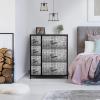 imageSorbus Dresser with 7 Drawers  Chest Organizer Tower Unit with Steel Frame Wood Top Easy Pull Fabric Bins  Storage Furniture for Bedroom Hallway Closet ampamp Office OrganizationGrayBlack