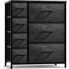 imageSorbus Dresser with 7 Drawers  Chest Organizer Tower Unit with Steel Frame Wood Top Easy Pull Fabric Bins  Storage Furniture for Bedroom Hallway Closet ampamp Office OrganizationGray Wood