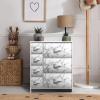 imageSorbus Dresser with 7 Drawers  Chest Organizer Tower Unit with Steel Frame Wood Top Easy Pull Fabric Bins  Storage Furniture for Bedroom Hallway Closet ampamp Office OrganizationMarble WhiteWhite Frame