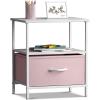 imageSorbus 1 Drawer Shelf Storage Nightstand  Kids Bedside Furniture End Table Night Stand with Steel Frame Wood Top ampamp Easy Pull Fabric Bins Dresser ampamp Chest for Home Bedroom Accessories Office ampamp CollegePink