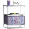 imageSorbus 1 Drawer Shelf Storage Nightstand  Kids Bedside Furniture End Table Night Stand with Steel Frame Wood Top ampamp Easy Pull Fabric Bins Dresser ampamp Chest for Home Bedroom Accessories Office ampamp CollegeTiedye Purple