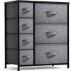 imageSorbus Dresser with 7 Drawers  Chest Organizer Tower Unit with Steel Frame Wood Top Easy Pull Fabric Bins  Storage Furniture for Bedroom Hallway Closet ampamp Office OrganizationBlackCharcoal