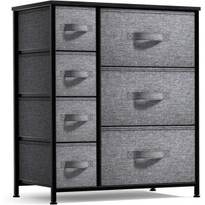 imageSorbus Dresser with 7 Drawers  Chest Organizer Tower Unit with Steel Frame Wood Top Easy Pull Fabric Bins  Storage Furniture for Bedroom Hallway Closet ampamp Office OrganizationBlackCharcoal