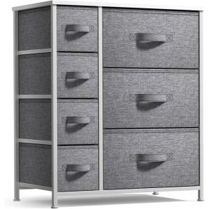 imageSorbus Dresser with 7 Drawers  Chest Organizer Tower Unit with Steel Frame Wood Top Easy Pull Fabric Bins  Storage Furniture for Bedroom Hallway Closet ampamp Office OrganizationWhiteGray