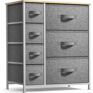 imageSorbus Dresser with 7 Drawers  Chest Organizer Tower Unit with Steel Frame Wood Top Easy Pull Fabric Bins  Storage Furniture for Bedroom Hallway Closet ampamp Office OrganizationBeige